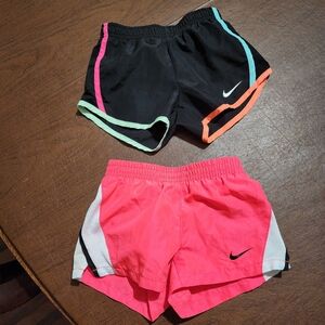 Nike Kids' Shorts Set - Black with Neon Accents and Pink with White